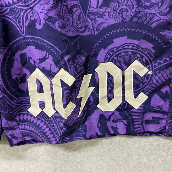 AC/DC Purple Graphic Swim Trunks Rock Band Grungecore Beach Men’s Large NWT - Picture 2 of 6